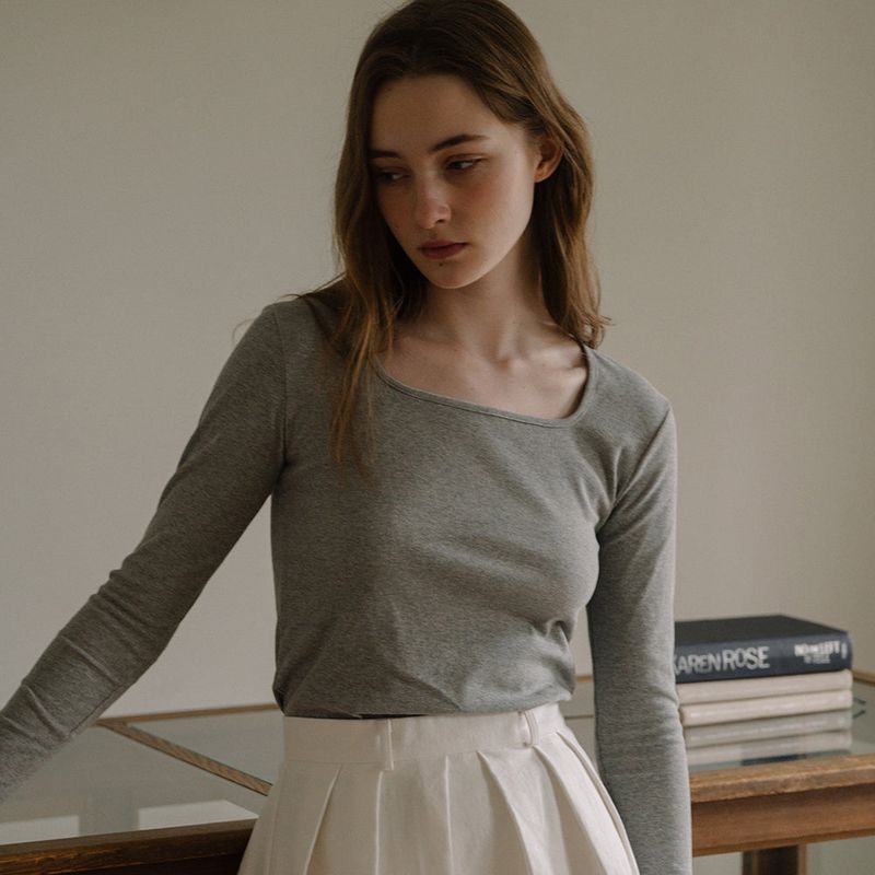 Square Neck T-shirt - Gray