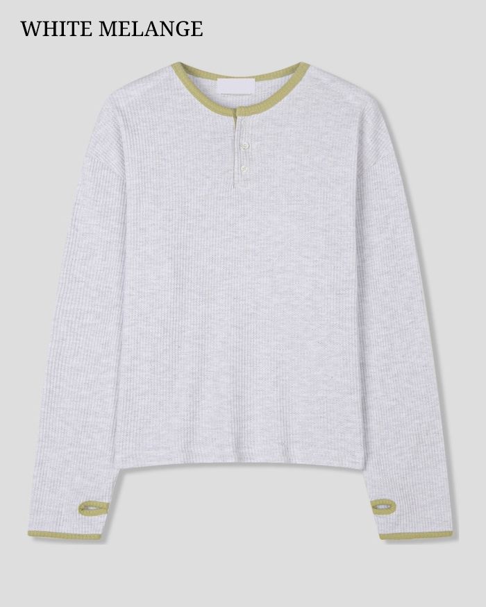(UNISEX) ヘンリーネック ワッフル ウォーマー ティー