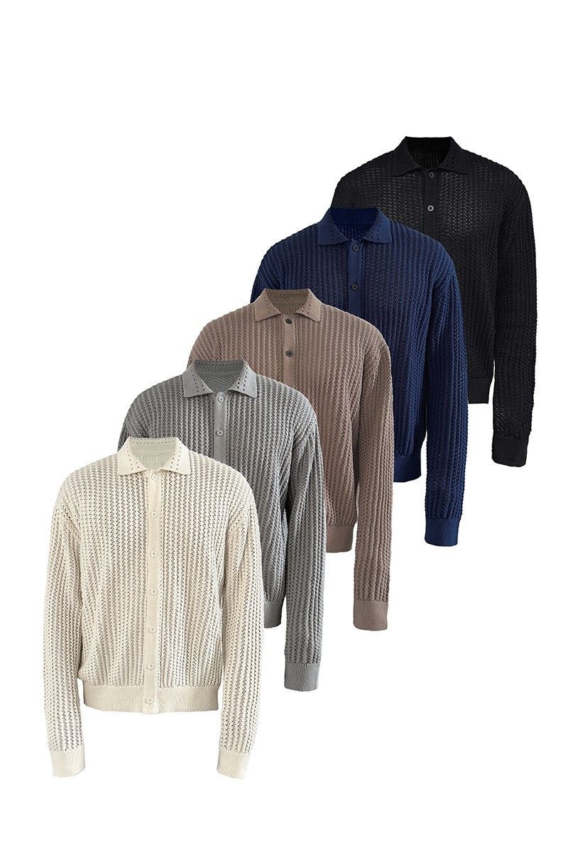 JCAESAR(ジュリウス・シーザー)の「Textured Knit Cotton Cardigan(Tops)」