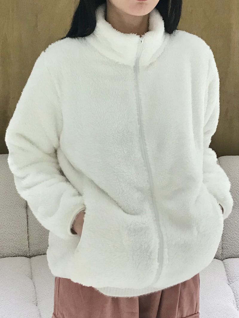 Fluffy fleece zip-up jacket