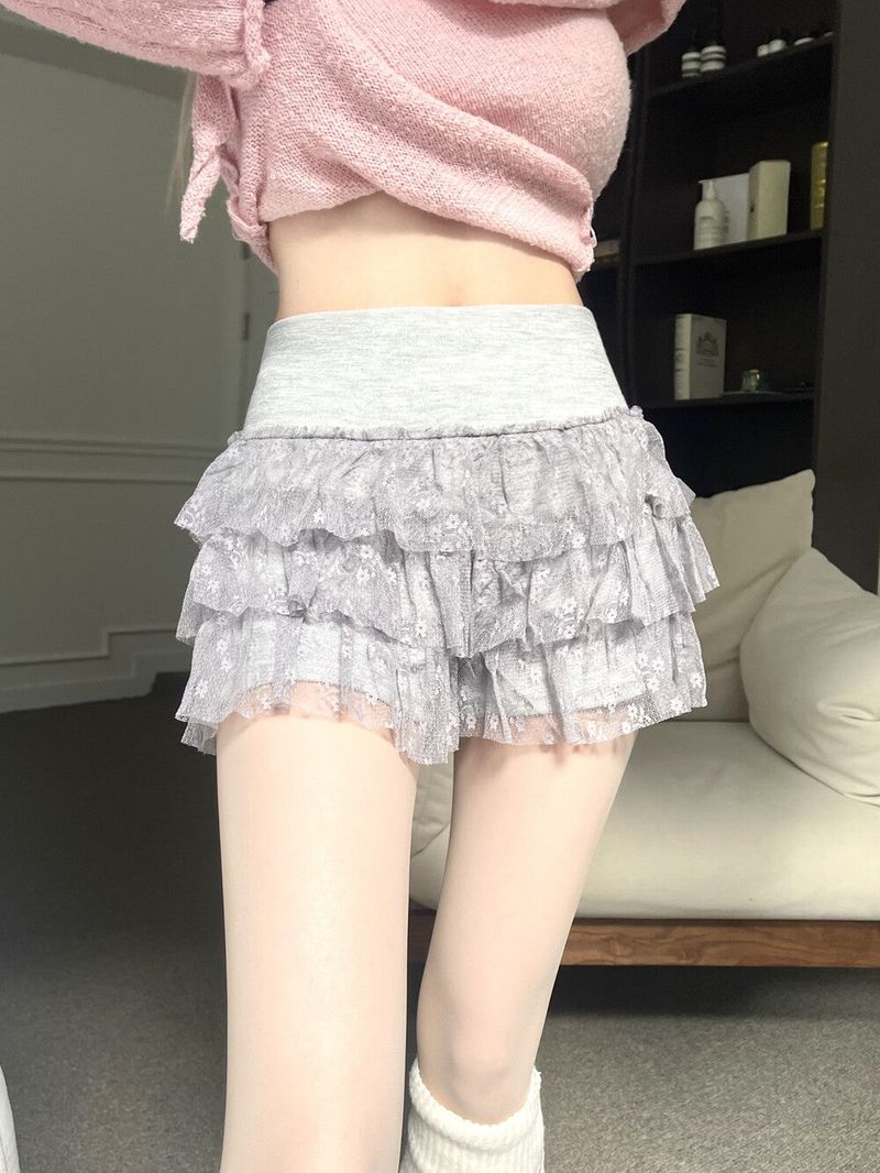 Seow(ソウ)の「リボンレースカンカンミニスカート(3色)(スカート)」