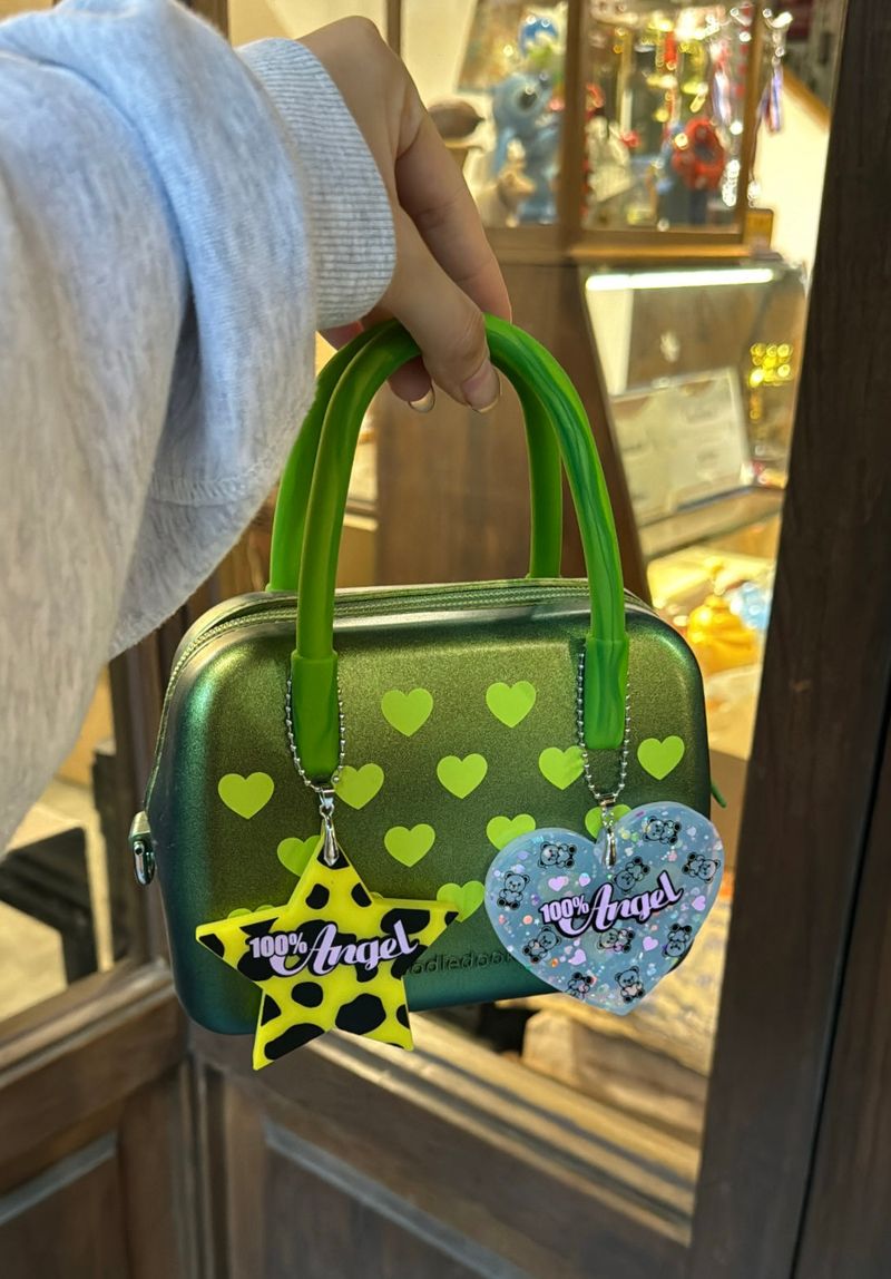 Silicone Heart Bag Metal Green