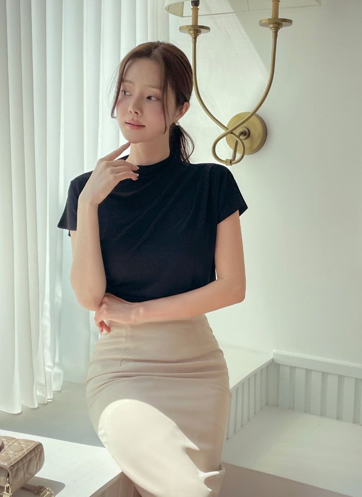 Laend Cool Basic Back Slit H-Line Skirt