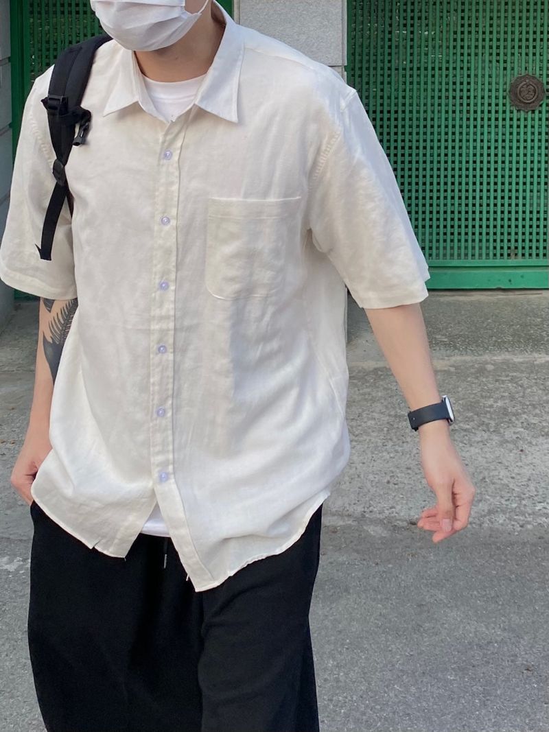 Basic linen short sleeve shirt 4C