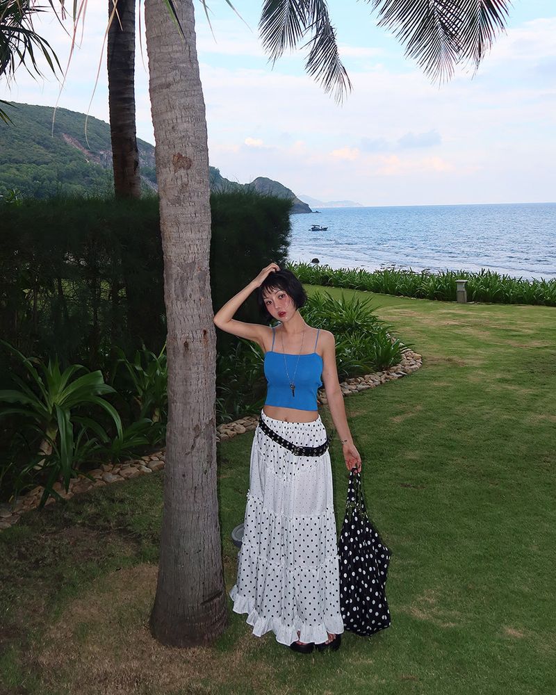Knit bustier tube top strap sleeveless