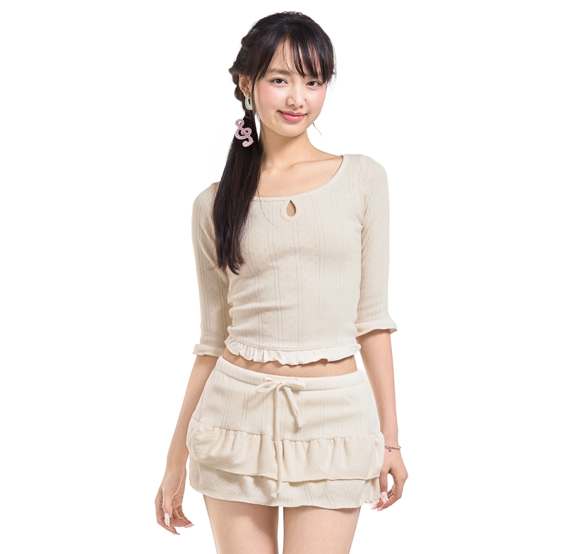 Forusring（フォーラスリング）の「BLOSSOM PICOT MINI SKIRT [IVORY]（Skirts）」