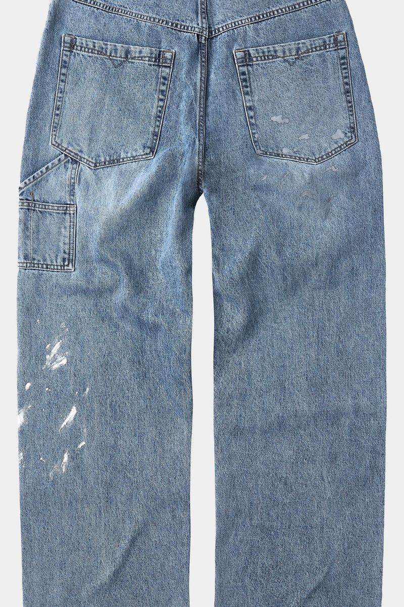 Aged Splatter Carpenter Denim Pants(Washed Blue)