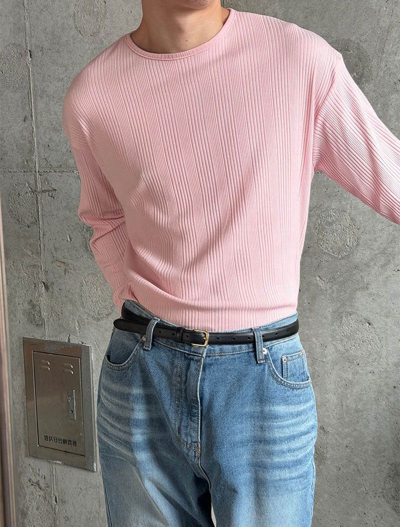 Irrregular rib slim long sleeves(5color)