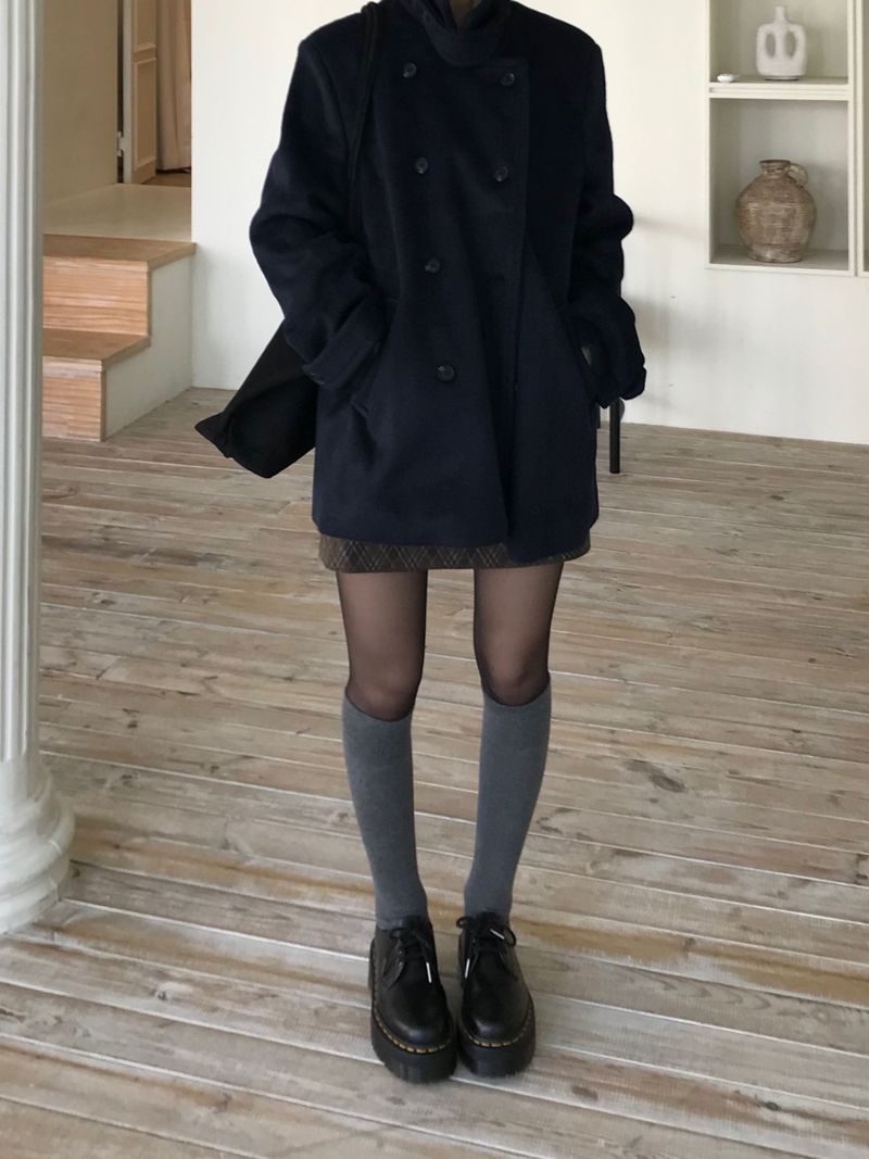 High-neck double coat (2 colors)