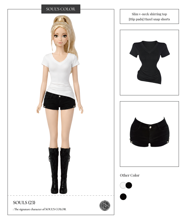 Slim v-neck shirring top (2color)