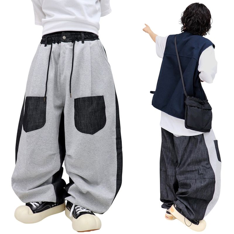Wide Pocket Contrast Balloon Pants