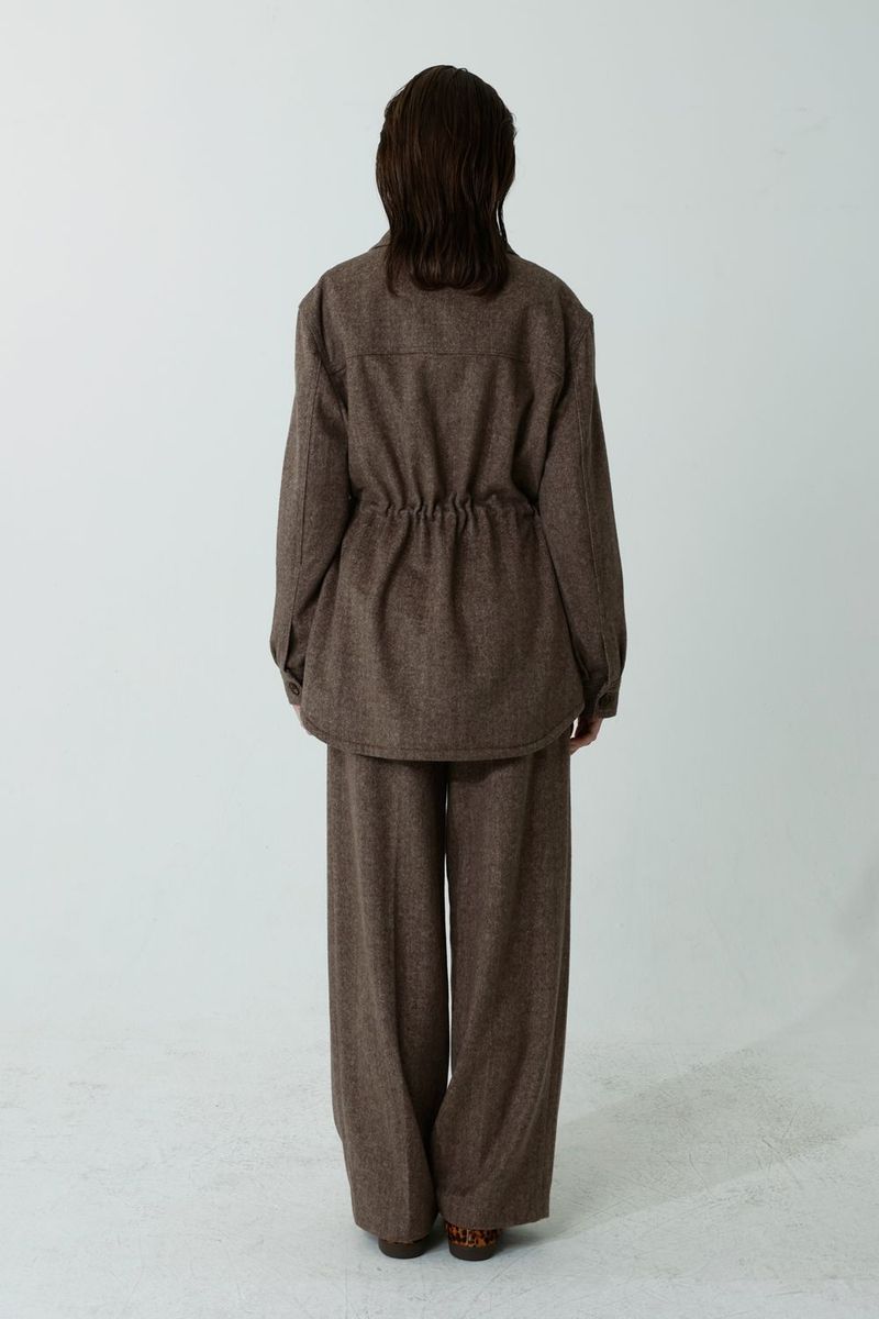 HERRINGBONE HALF COAT_BROWN