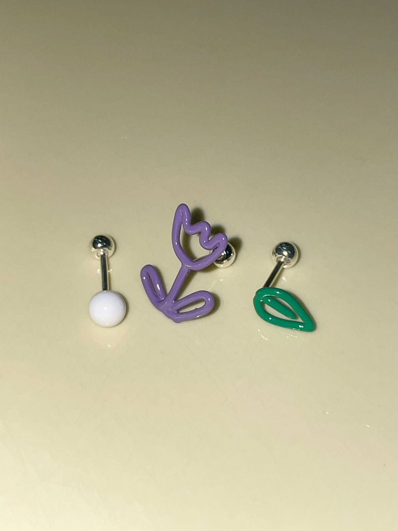 パステルドゥードゥルピアス（パープル）-チューリップ