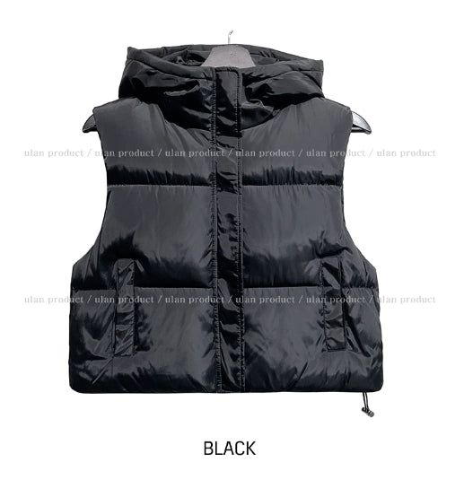 Haen crop hooded vest padded jacket