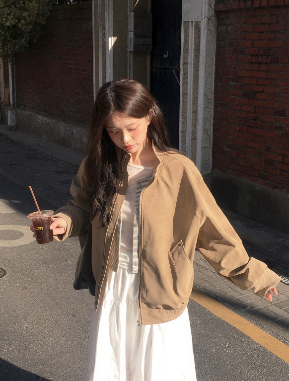 #VG Half Neck Suede Zip-up Jumper (3color)