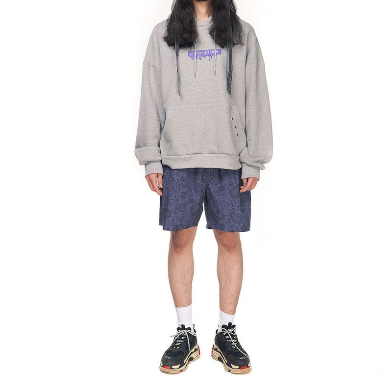 PURPLE LIP HOODIE gray