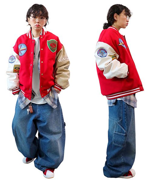 Oversized Varsity Jacket with Patches