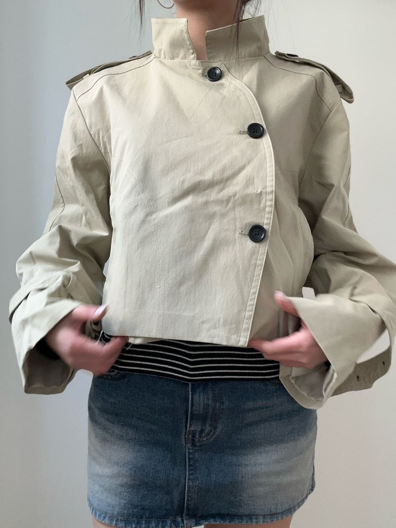 bronze short trench coat