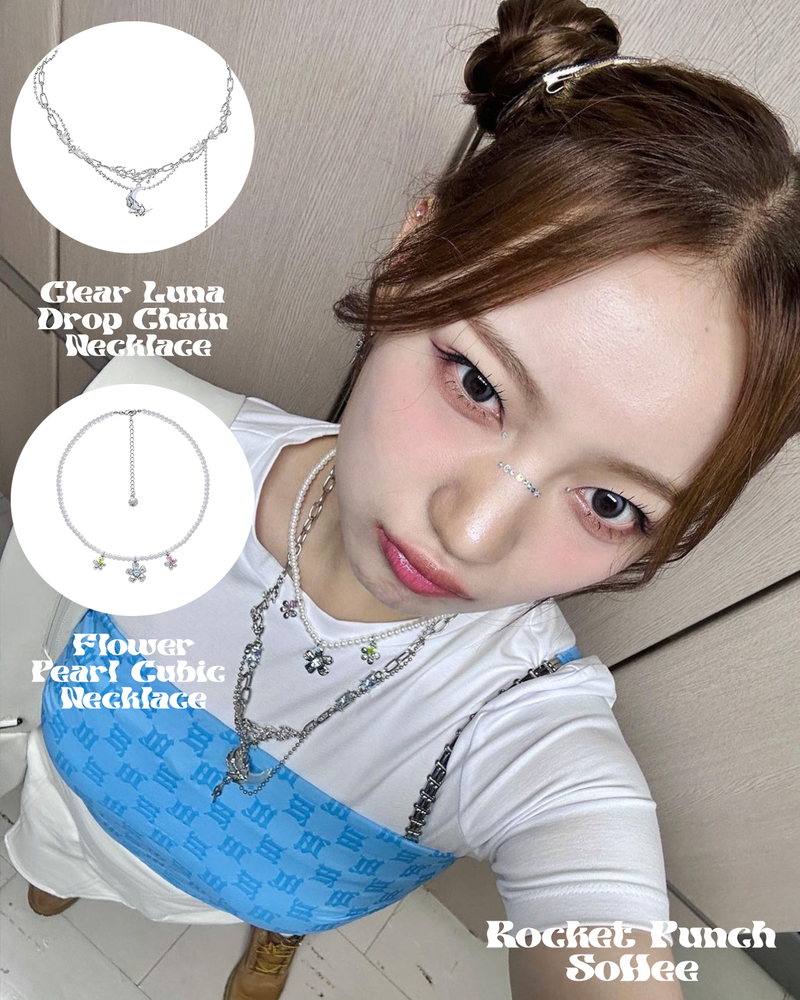  [IVE Gaeul Pick!] Clear Luna Drop Chain Necklace