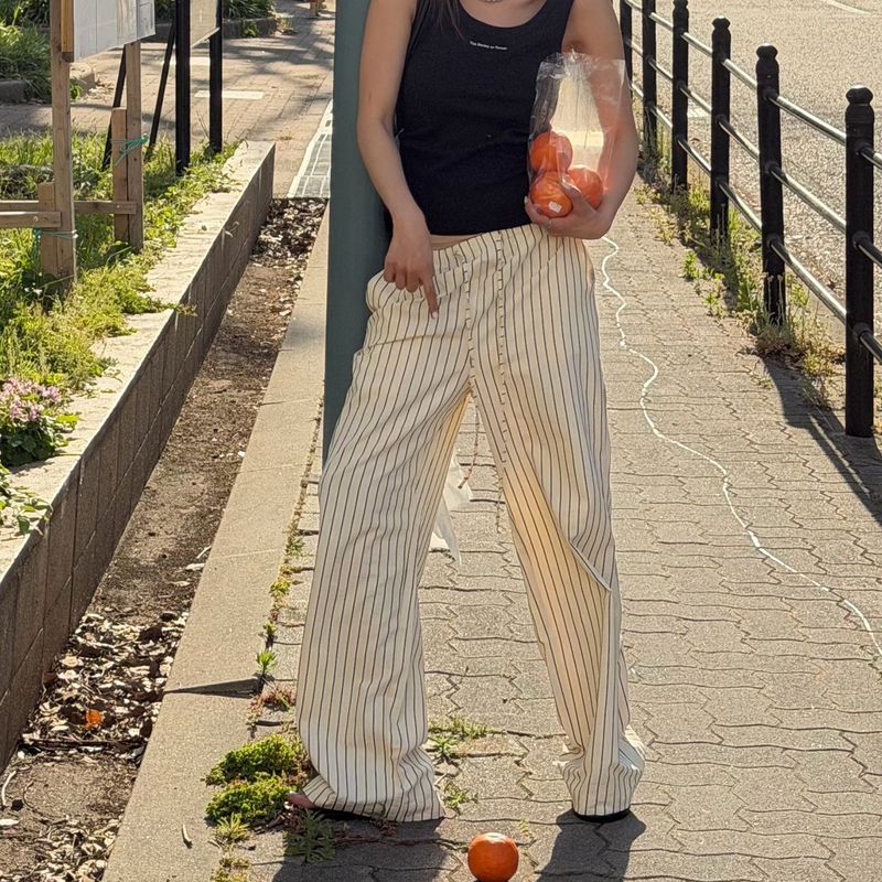 Melly&Rose（メリーアンドローズ）の「メリーストライプルーズフィットパンツ（パンツ）」