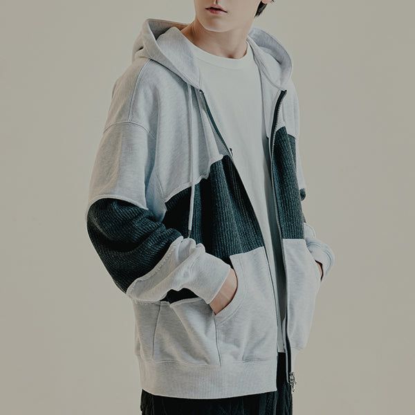 ROMANTIC CROWN（ロマンティッククラウン）の「SWEAT KNIT MIX ZIP UP HOODIE（Tops）」