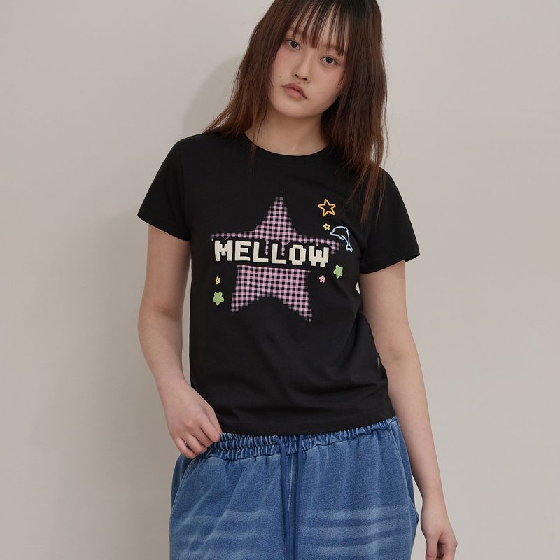 MELLOW Star Check Half T-shirt
