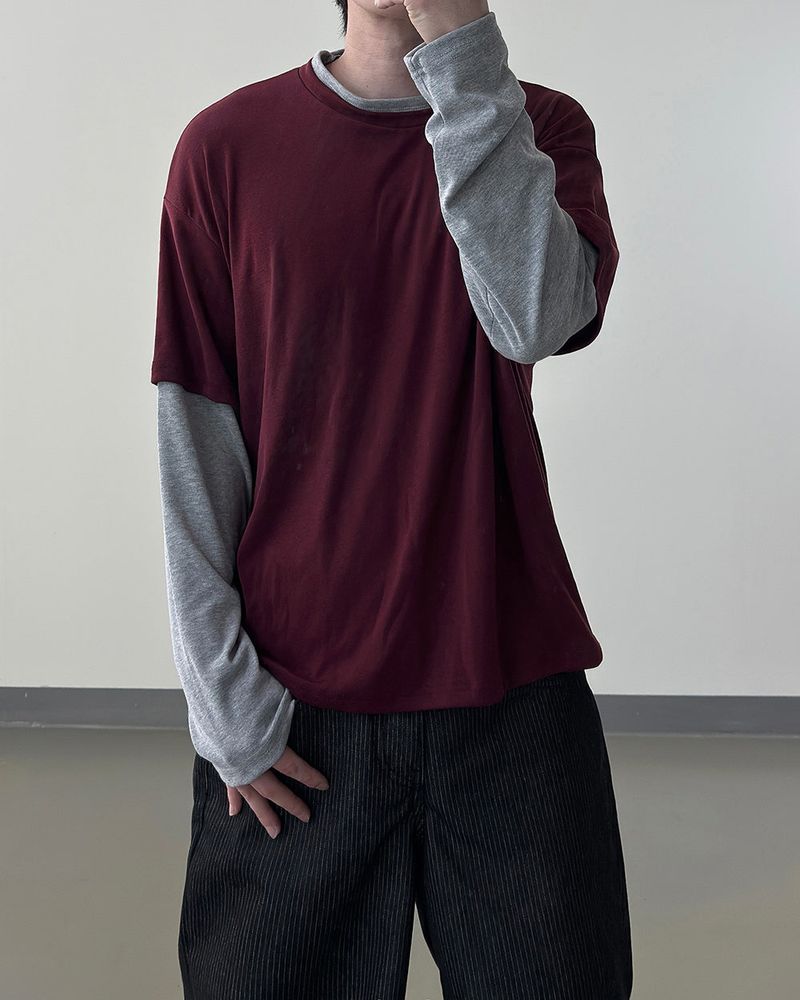 Mix Layered Long Sleeve T-Shirt