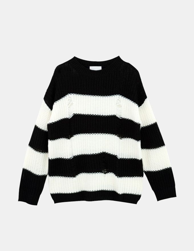 Damage Stripe Over-fit Knit