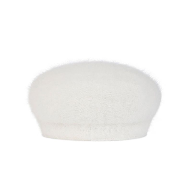 VA Square Stud Angora Beret / Cream