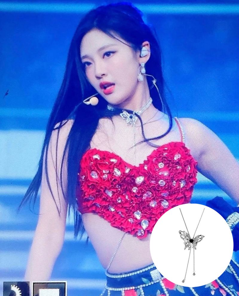 [IVE Ray, Aespa NingNing, Yena Pick!] Unique Butterfly Onyx Long Necklace
