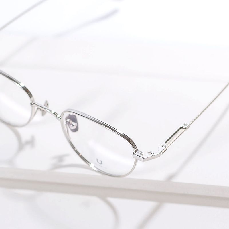 Knouun Round titanium glasses CODE. 102. F Silver N Gray
