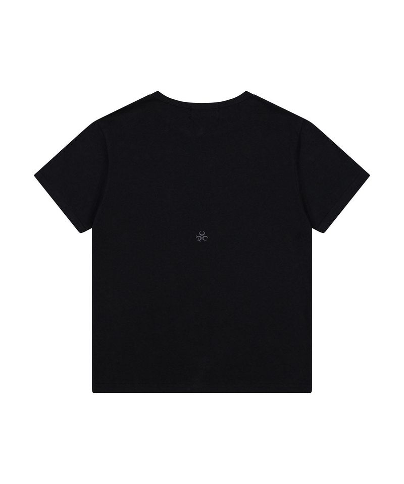 (DUC) Eyelet Stud Semi-Crop T-Shirt Black