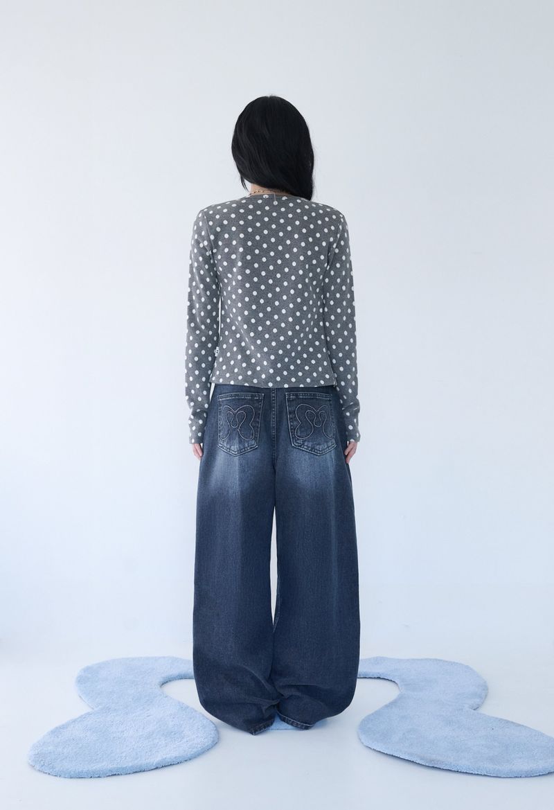 SOFT DOT JACQUARD CARDIGAN GREY