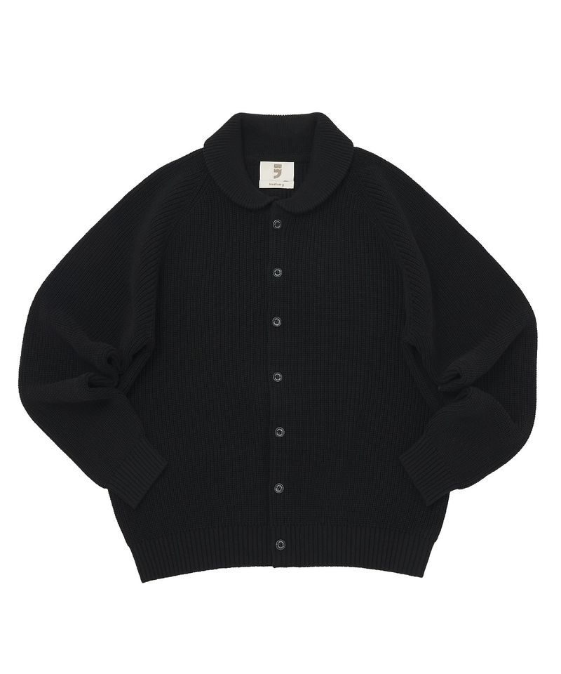 ROUND-COLLAR 7G KNIT CARDIGAN (Black)