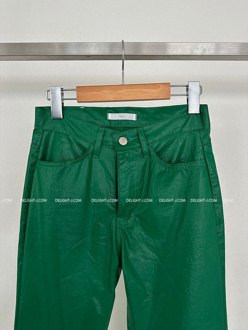 leather coated straight pants