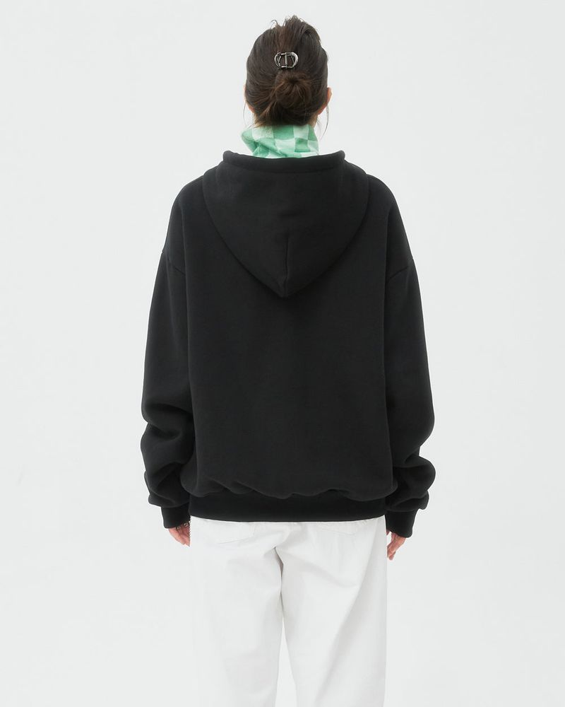 TYPO LOGO HOODIE ZIPUP-BLACK