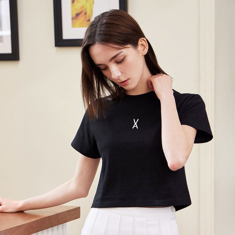 VA 3D Logo Crop T-Shirts / Black