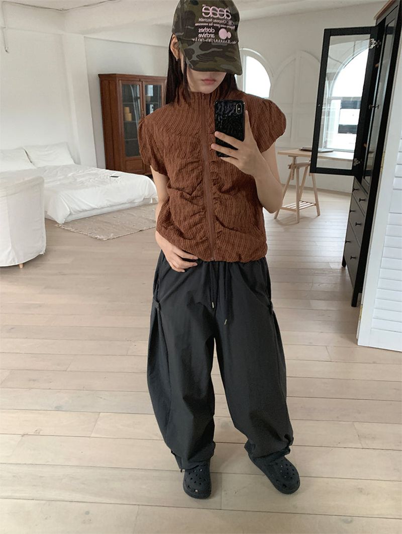NYLON BIJO SNAP BUTTON PANTS (4C)