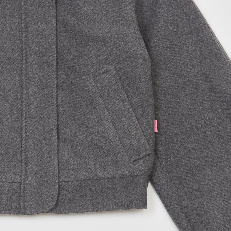TWO WAY ZIP-UP CROP BLOUSON GRAY