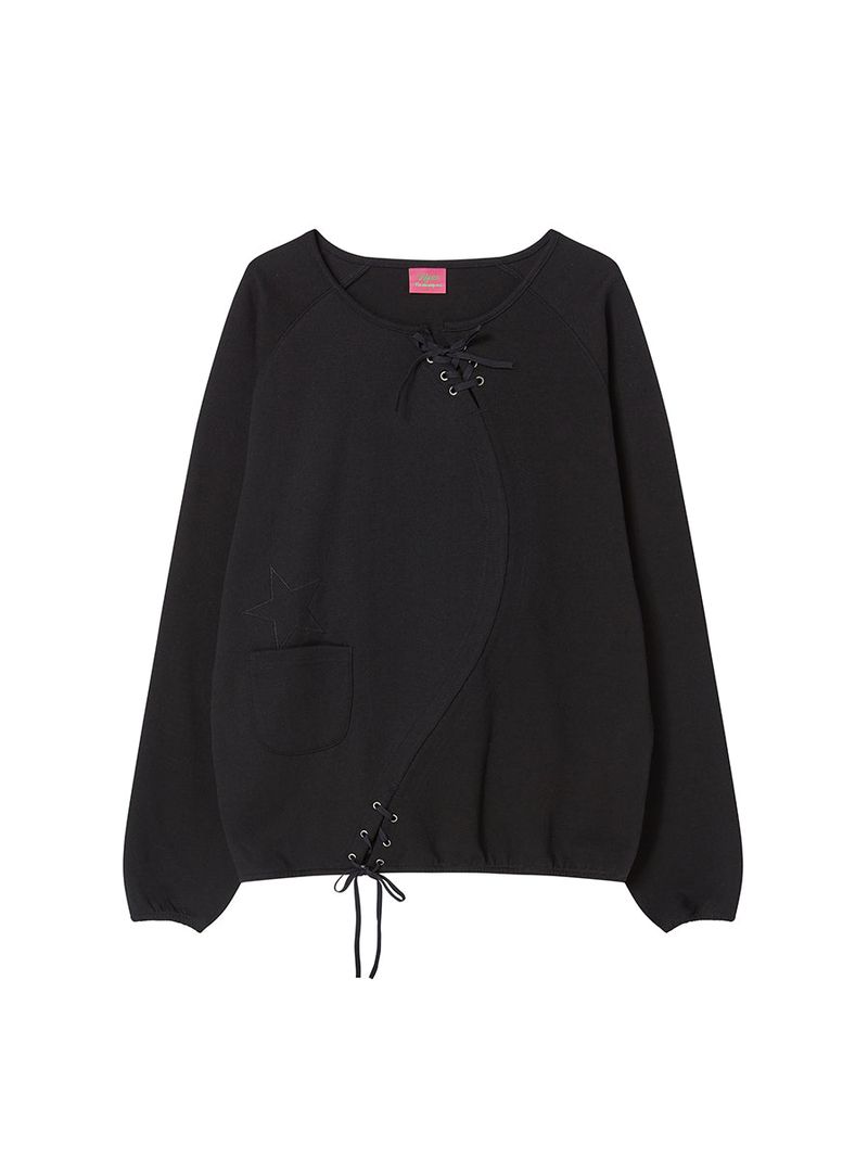 STAR APLIQUE CREWNECK BLACK