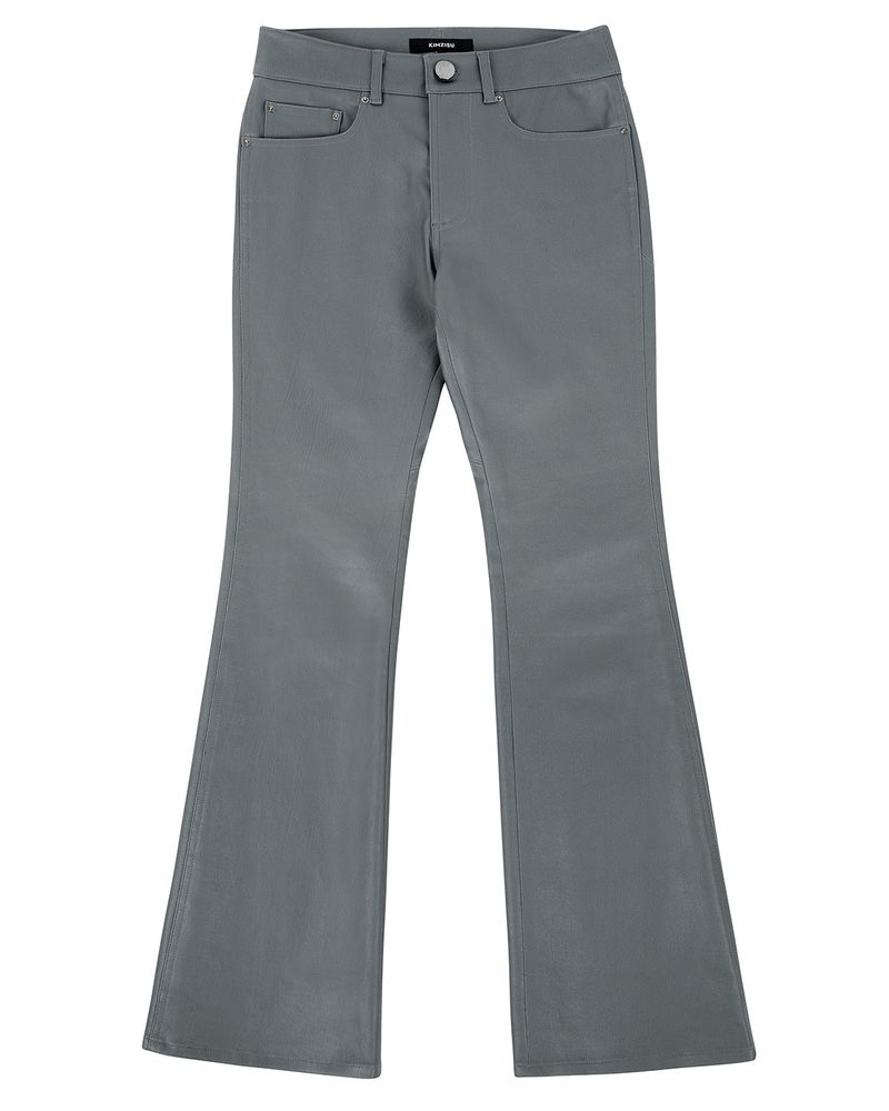 Coated Back Slit Jeans _ Grey