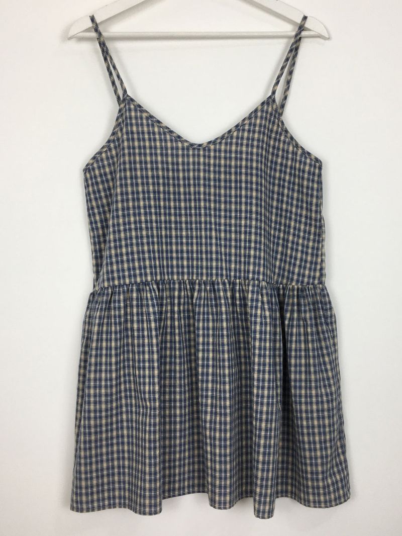 Plaid back strap one piece (2color)