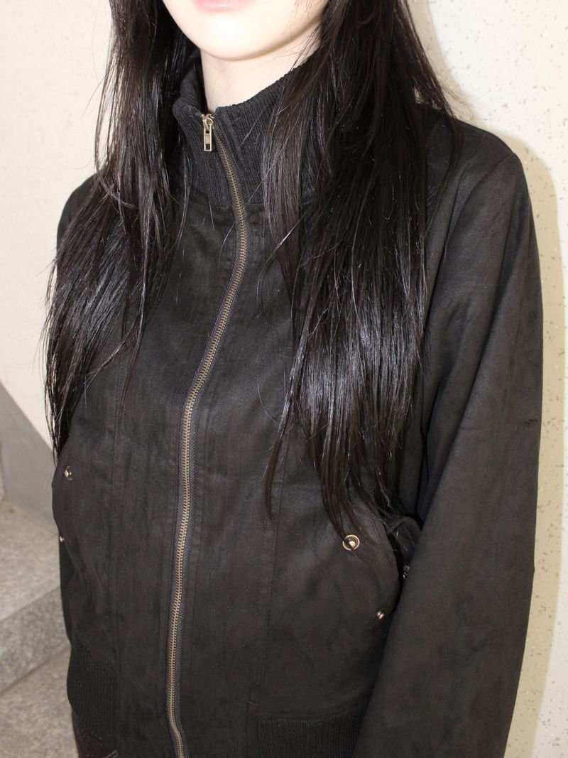highneck suede jumper