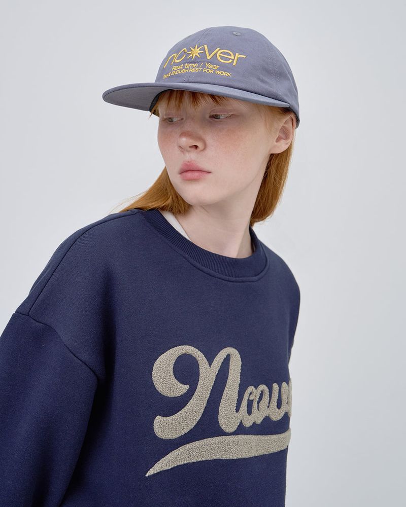  SCRIPT LOGO SWEAT SHIRTS - NAVY