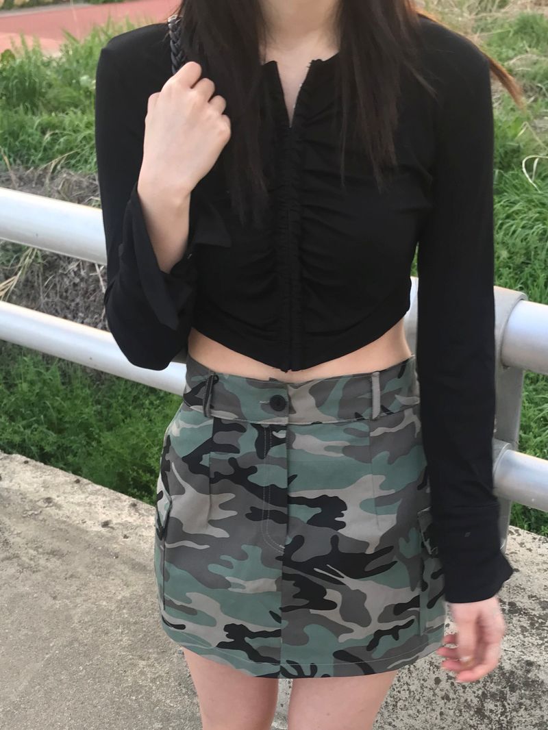 Military cargo mini skirt