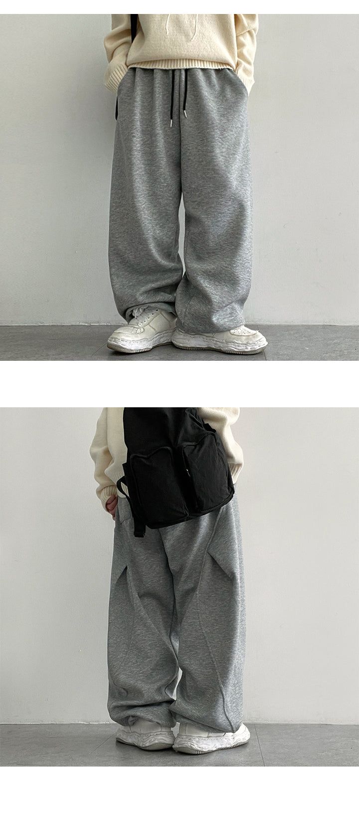 Illun Curve incision wide banding pants