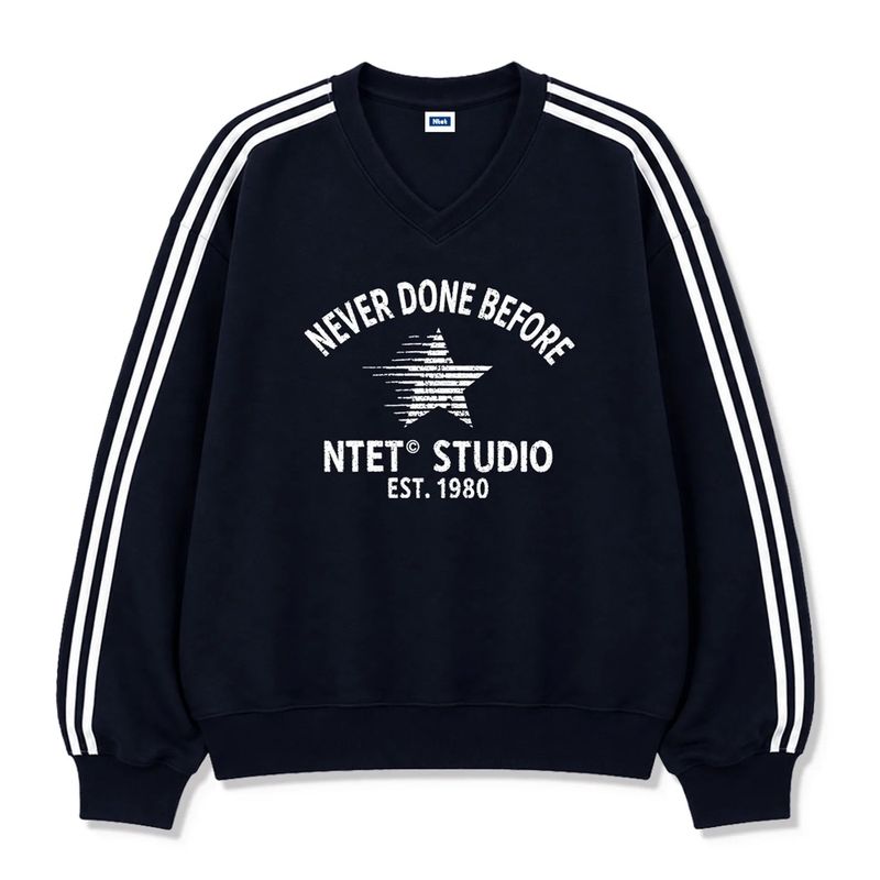neverstar track v-neck sweatshirt (4color)