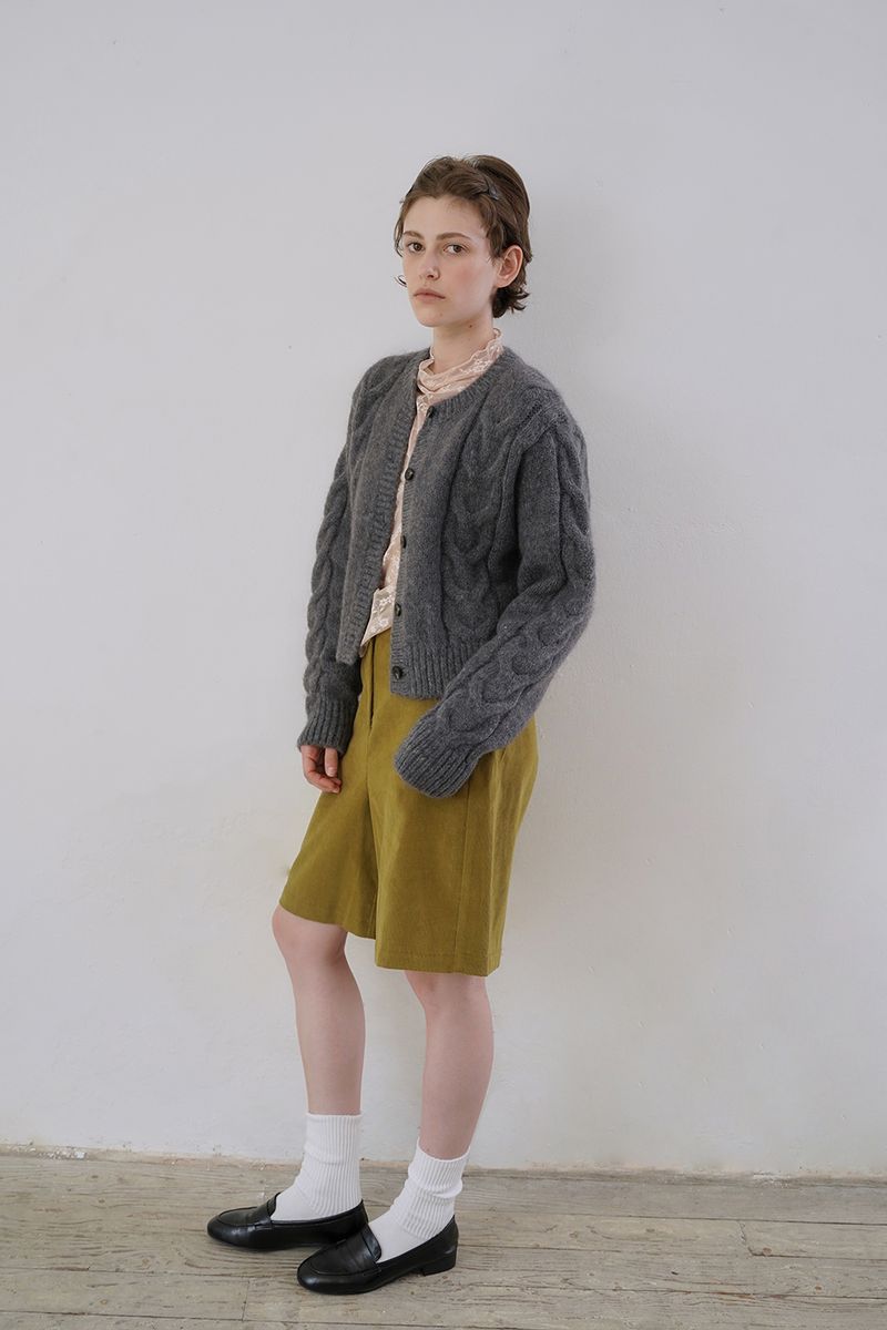 Mohair cable cardigan_charcoal