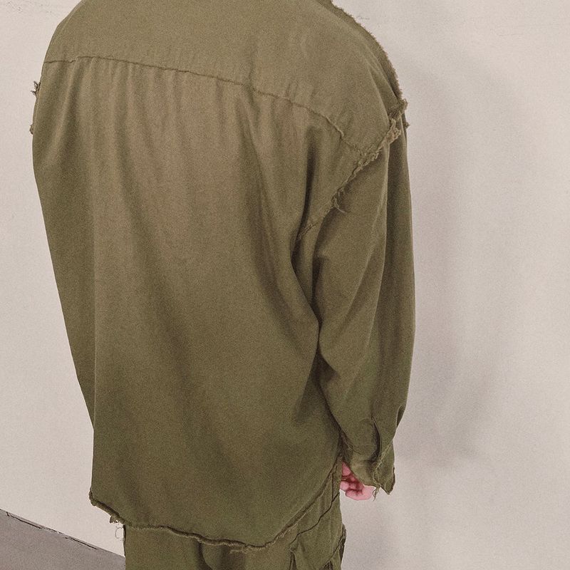 grunge plain shirt_khaki