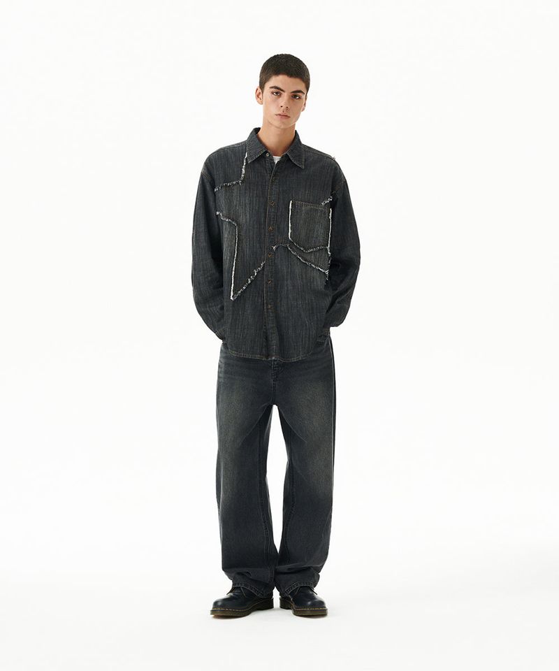 STAR RAW CUT DENIM SHIRT